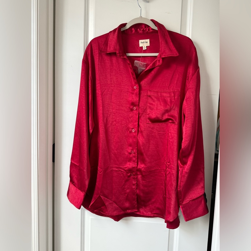 Red Satin PJ Shirt / Dress